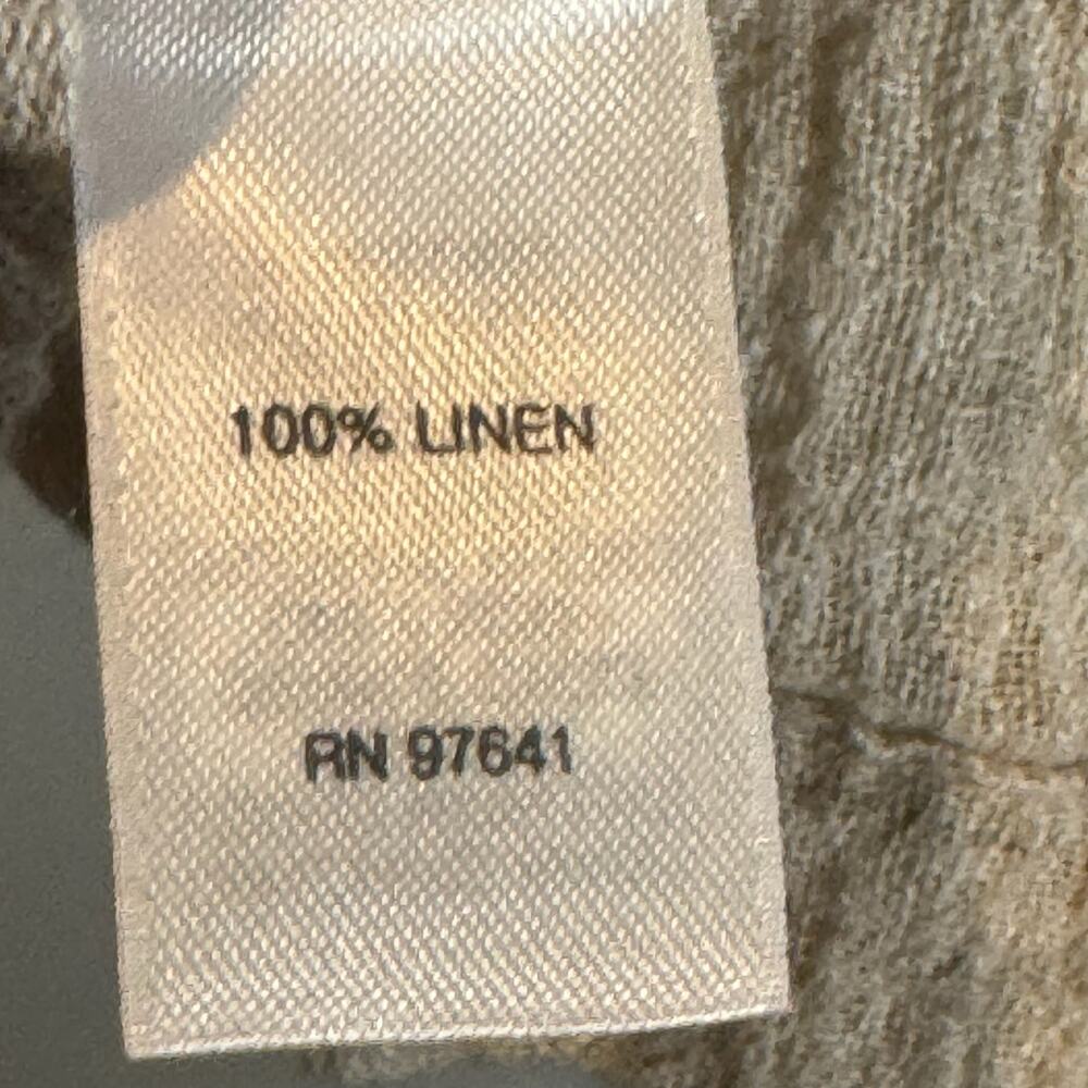 J. Jill Top Women's Pure Jill Beige Crinkle Linen Lagenlook Button Up Size Large - Picture 5 of 8